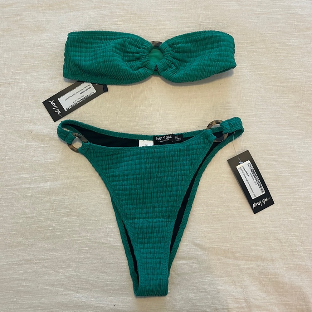 Jade Bandeau High Waisted Crinkle Nasty Gal Bikini